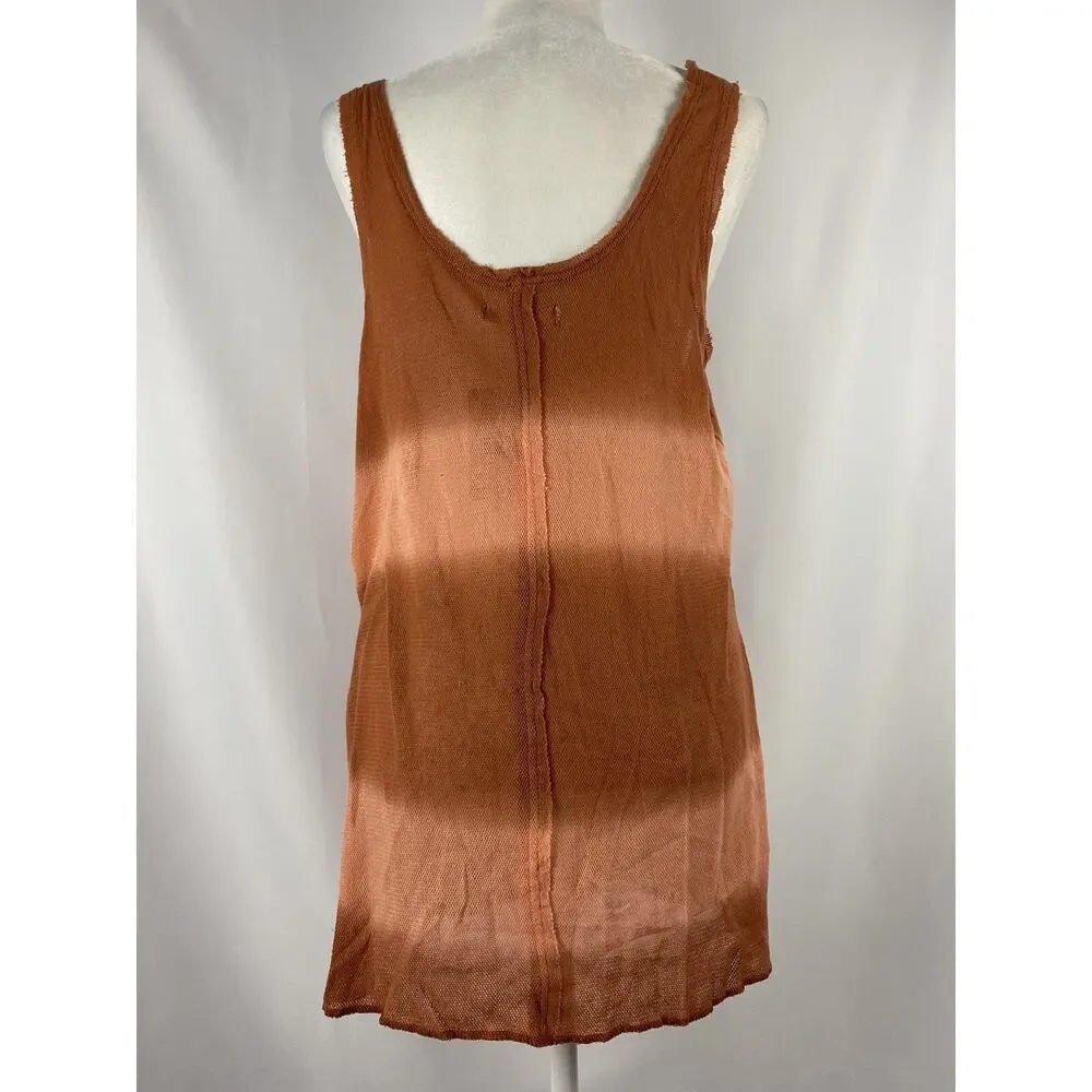 FREE PEOPLE Women Orange Acid Wash Sleeveless Scoop Neck Tank Top Size M A002069 - Picture 6 of 7